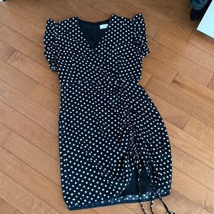 Polka dot dress over the knee